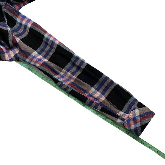 RAILS Metallic Plaid Rayon Button Up Shirt Small Black Pink Blue Long Sleeve - Picture 10 of 11